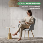 6x Welurowe krzesło tapicerowane gładkie Szare ESTELLE Złote nogi - obrazek 2