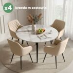 4x Welurowe krzesło tapicerowane pikowane w romby Beżowe VELTO Czarne nogi - obrazek 4