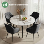 4x Welurowe krzesło tapicerowane pikowane w romby Czarne VELTO Czarne nogi - obrazek 4