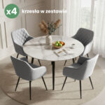 4x Welurowe krzesło tapicerowane pikowane w romby Szare VELTO Czarne nogi - obrazek 4