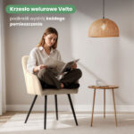 6x Welurowe krzesło tapicerowane pikowane w romby Beżowe VELTO Czarne nogi - obrazek 2