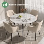 4x Welurowe krzesło tapicerowane z przeszyciami Beżowe FLORENCE Czarne nogi - obrazek 4