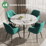 4x Welurowe krzesło tapicerowane z przeszyciami Butelkowa Zieleń FLORENCE Czarne nogi - obrazek 4
