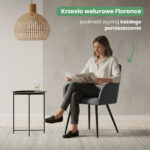 4x Welurowe krzesło tapicerowane z przeszyciami Ciemny Grafit FLORENCE Czarne nogi - obrazek 2