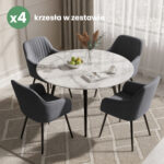 4x Welurowe krzesło tapicerowane z przeszyciami Ciemny Grafit FLORENCE Czarne nogi - obrazek 4