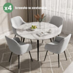 4x Welurowe krzesło tapicerowane z przeszyciami Szare FLORENCE Czarne nogi - obrazek 4