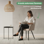 6x Welurowe krzesło tapicerowane z przeszyciami Beżowe FLORENCE Czarne nogi - obrazek 2