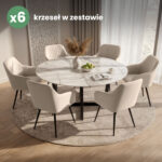 6x Welurowe krzesło tapicerowane z przeszyciami Beżowe FLORENCE Czarne nogi - obrazek 4