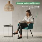 6x Welurowe krzesło tapicerowane z przeszyciami Butelkowa Zieleń FLORENCE Czarne nogi - obrazek 2