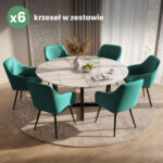 6x Welurowe krzesło tapicerowane z przeszyciami Butelkowa Zieleń FLORENCE Czarne nogi - obrazek 4