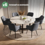 6x Welurowe krzesło tapicerowane z przeszyciami Ciemny Grafit FLORENCE Czarne nogi - obrazek 4