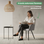 6x Welurowe krzesło tapicerowane z przeszyciami Szare FLORENCE Czarne nogi - obrazek 2