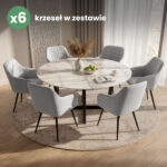 6x Welurowe krzesło tapicerowane z przeszyciami Szare FLORENCE Czarne nogi - obrazek 4