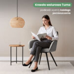 4x Welurowe krzesło obrotowe z przeszyciami Szare TURNO Czarne nogi - obrazek 4