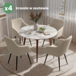 4x Krzesło tapicerowane z przeszyciami kwadratowymi Beżowe LUXANO Czarne nogi tkanina Lumos - obrazek 4