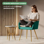 4x Krzesło tapicerowane z przeszyciami kwadratowymi Butelkowa Zieleń LUXANO Złote nogi - obrazek 2