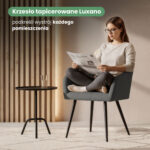 4x Krzesło tapicerowane z przeszyciami kwadratowymi Ciemny Grafit LUXANO Czarne nogi tkanina Lumos - obrazek 2