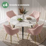 4x Krzesło tapicerowane z przeszyciami kwadratowymi Pudrowy Róż LUXANO Złote nogi - obrazek 4