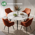 4x Krzesło tapicerowane z przeszyciami kwadratowymi Miedziane LUXANO Czarne nogi - obrazek 4