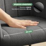 6x Krzesło tapicerowane z przeszyciami kwadratowymi Ciemny Grafit LUXANO Czarne nogi tkanina Lumos - obrazek 2