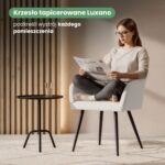 6x Krzesło tapicerowane z przeszyciami kwadratowymi Kremowe LUXANO Czarne nogi tkanina Lumos - obrazek 2