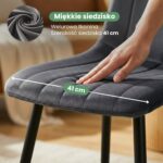 Welurowe krzesło tapicerowane pikowane Ciemny Grafit LIVO Czarne nogi - obrazek 2