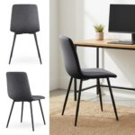 Welurowe krzesło tapicerowane pikowane Ciemny Grafit LIVO Czarne nogi - obrazek 4