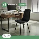 Welurowe krzesło tapicerowane pikowane Czarne LIVO Czarne nogi - obrazek 3