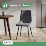 Welurowe krzesło tapicerowane pikowane Ciemny Grafit MILO Czarne nogi - obrazek 3