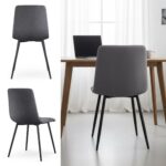 Welurowe krzesło tapicerowane pikowane Ciemny Grafit MILO Czarne nogi - obrazek 4