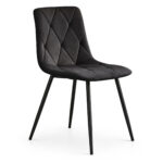 Welurowe krzesło tapicerowane pikowane Czarne MILO Czarne nogi