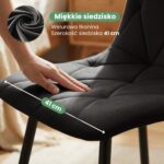 Welurowe krzesło tapicerowane pikowane Czarne MILO Czarne nogi - obrazek 2