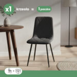 Welurowe krzesło tapicerowane pikowane Czarne MILO Czarne nogi - obrazek 3