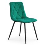Welurowe krzesło tapicerowane pikowane Butelkowa Zieleń MILO Czarne nogi