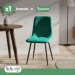 Welurowe krzesło tapicerowane pikowane Butelkowa Zieleń MILO Czarne nogi - obrazek 3