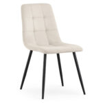 Welurowe krzesło tapicerowane pikowane Beżowe NERO Czarne nogi