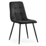 Welurowe krzesło tapicerowane pikowane Czarne NERO Czarne nogi