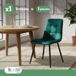 Welurowe krzesło tapicerowane pikowane Butelkowa Zieleń NERO Czarne nogi - obrazek 2