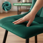 Welurowe krzesło tapicerowane pikowane Butelkowa Zieleń NERO Czarne nogi - obrazek 3