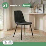 Welurowe krzesło tapicerowane pikowane Czarne LUMO Czarne nogi - obrazek 3