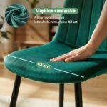 Welurowe krzesło tapicerowane pikowane Butelkowa Zieleń LUMO Czarne nogi - obrazek 2