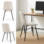 2x Welurowe krzesło tapicerowane pikowane Beżowe LIVO Czarne nogi - obrazek 4