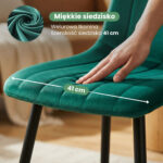 2x Welurowe krzesło tapicerowane pikowane Butelkowa Zieleń LIVO Czarne nogi - obrazek 2