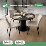 4x Welurowe krzesło tapicerowane pikowane Beżowe LIVO Czarne nogi - obrazek 4