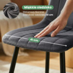 4x Welurowe krzesło tapicerowane pikowane Ciemny Grafit LIVO Czarne nogi - obrazek 2