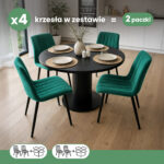 4x Welurowe krzesło tapicerowane pikowane Butelkowa Zieleń LIVO Czarne nogi - obrazek 3