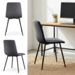 6x Welurowe krzesło tapicerowane pikowane Ciemny Grafit LIVO Czarne nogi - obrazek 4
