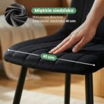 6x Welurowe krzesło tapicerowane pikowane Czarne LIVO Czarne nogi - obrazek 2