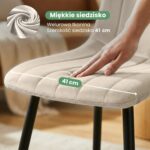 8x Welurowe krzesło tapicerowane pikowane Beżowe LIVO Czarne nogi - obrazek 2