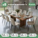 8x Welurowe krzesło tapicerowane pikowane Beżowe LIVO Czarne nogi - obrazek 3
